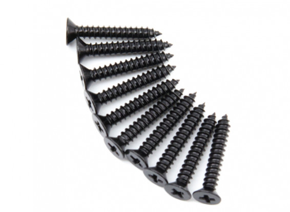 Screw Flat Head Phillips M4x30mm Self Tapping Steel Black (10pcs) - Image 5