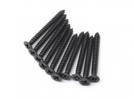 Screw Flat Head Phillips M4x30mm Self Tapping Steel Black (10pcs) - Image 2
