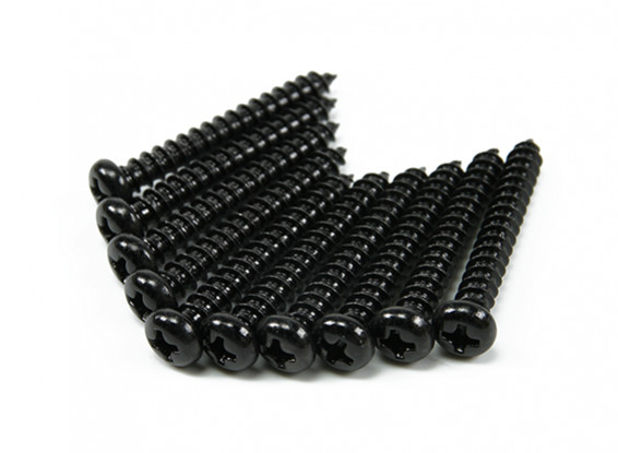 Screw Flat Head Phillips M4x30mm Self Tapping Steel Black (10pcs)