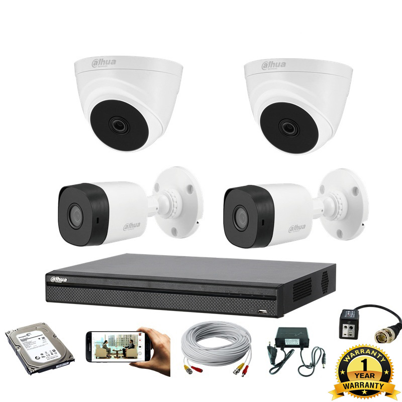 Dahua 2mp 4-pcs cctv camera package with all accessories - Image 4