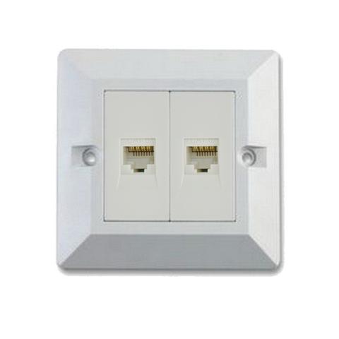 RJ45 CAT6 2 PORT WALLPLATE WITH SHUTTER