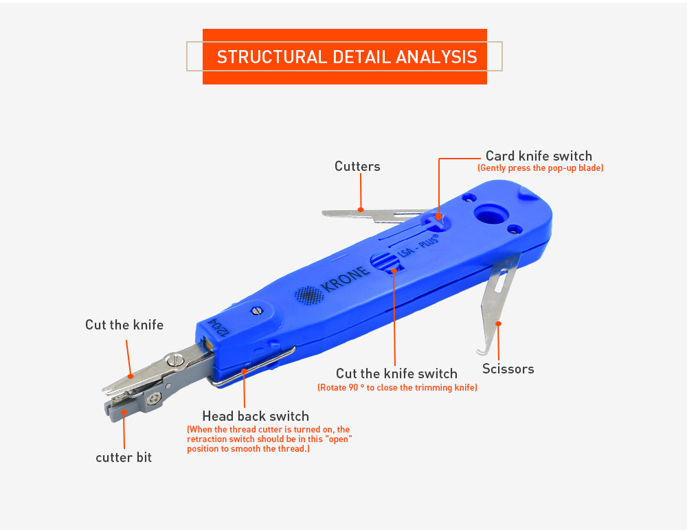 Professional Krone RJ45 Crimper Keystone LSA-Plus Punch Down Tool RJ11 ...